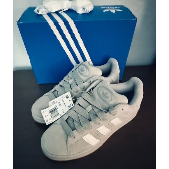 Iconic Adidas Original Campus 3-Stripes Lace Up Sneakers Gray / White Mens 8.5 - Picture 9 of 11